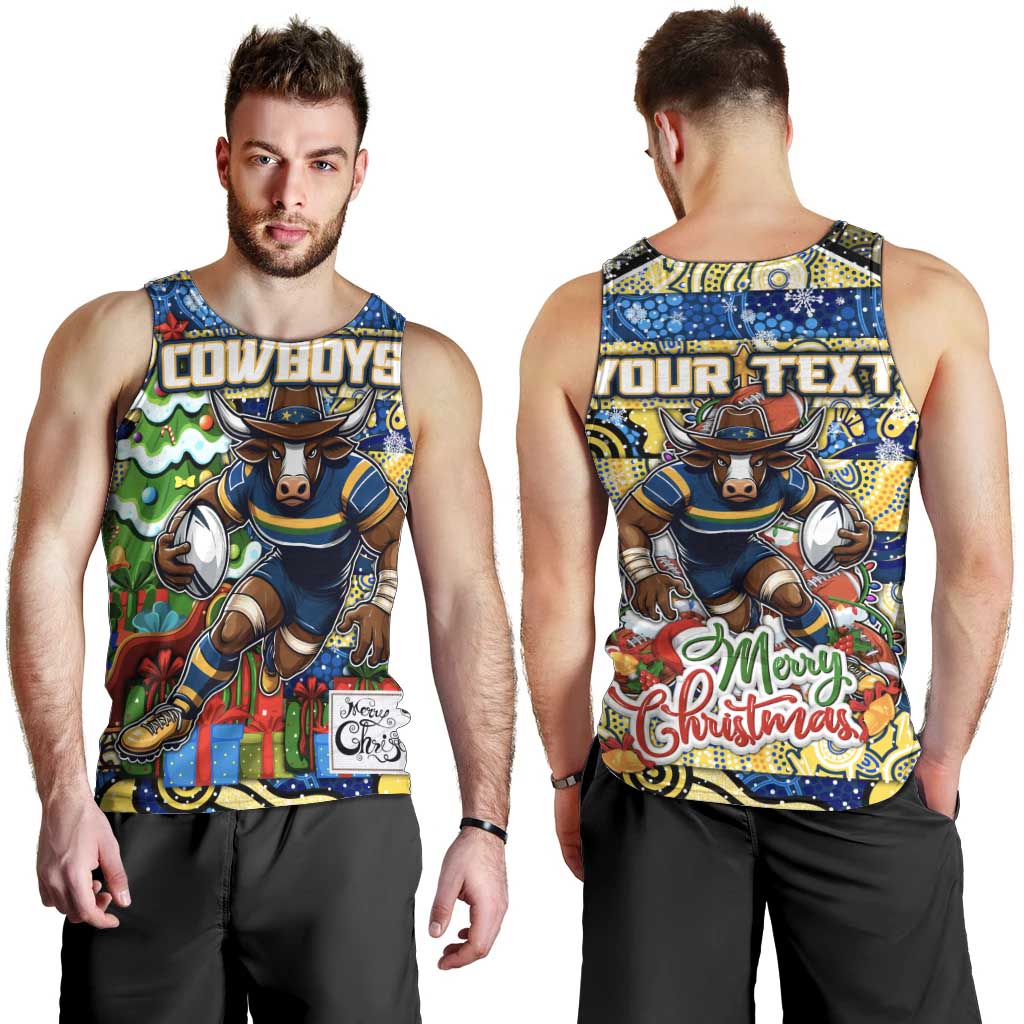 Custom Cowboys Rugby Merry Christmas Men Tank Top Indigenous Australian Art - Vibe Hoodie Shop