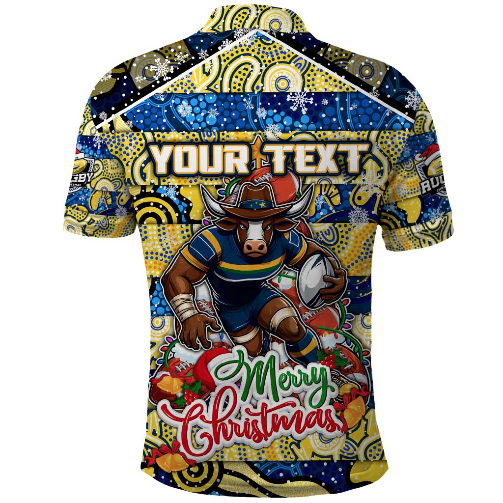 Custom Cowboys Rugby Merry Christmas Polo Shirt Indigenous Australian Art - Vibe Hoodie Shop