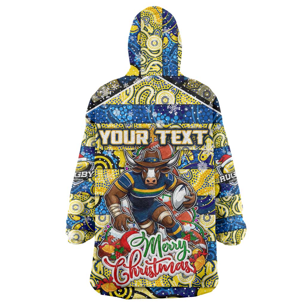 Custom Cowboys Rugby Merry Christmas Wearable Blanket Hoodie Indigenous Australian Art - Vibe Hoodie Shop