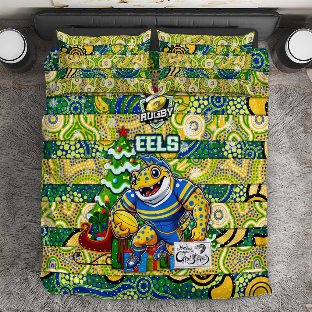 Eels Rugby Merry Christmas Bedding Set Indigenous Australian Art - Vibe Hoodie Shop