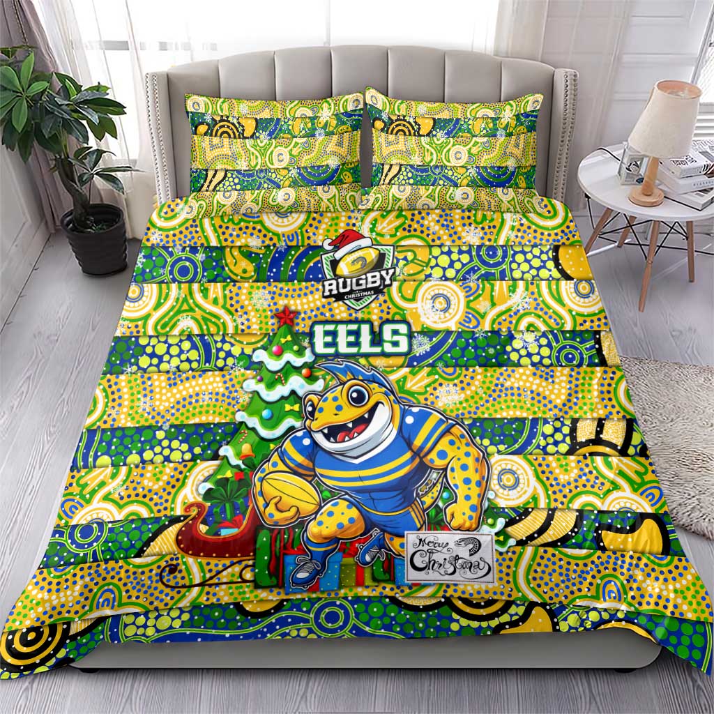 Eels Rugby Merry Christmas Bedding Set Indigenous Australian Art - Vibe Hoodie Shop