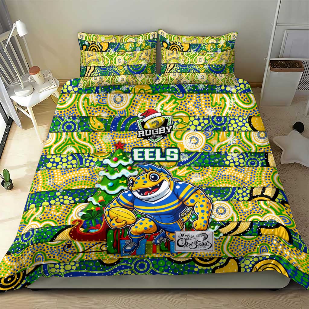 Eels Rugby Merry Christmas Bedding Set Indigenous Australian Art - Vibe Hoodie Shop