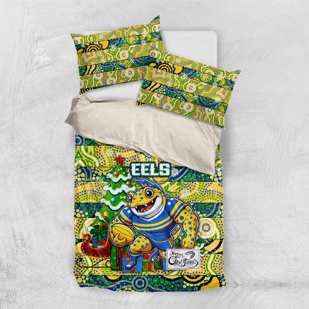 Eels Rugby Merry Christmas Bedding Set Indigenous Australian Art - Vibe Hoodie Shop