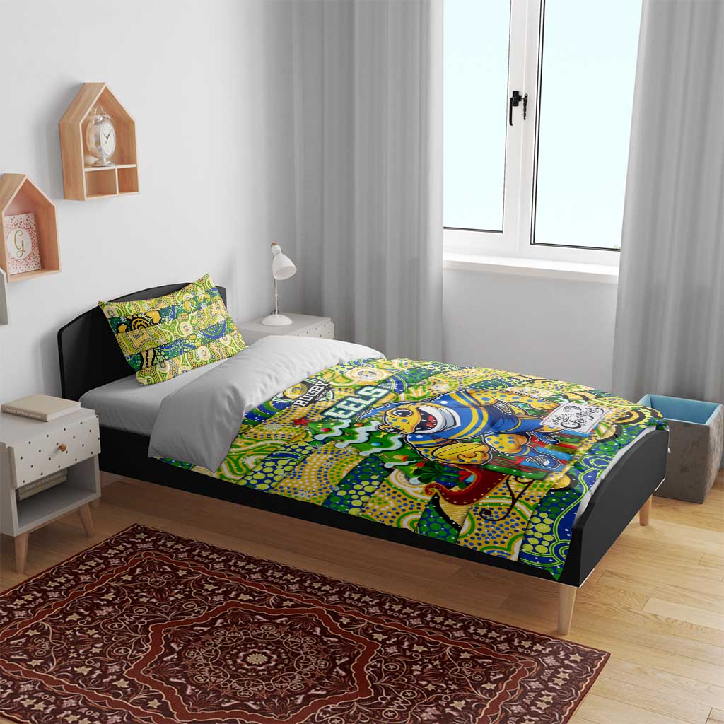 Eels Rugby Merry Christmas Bedding Set Indigenous Australian Art - Vibe Hoodie Shop