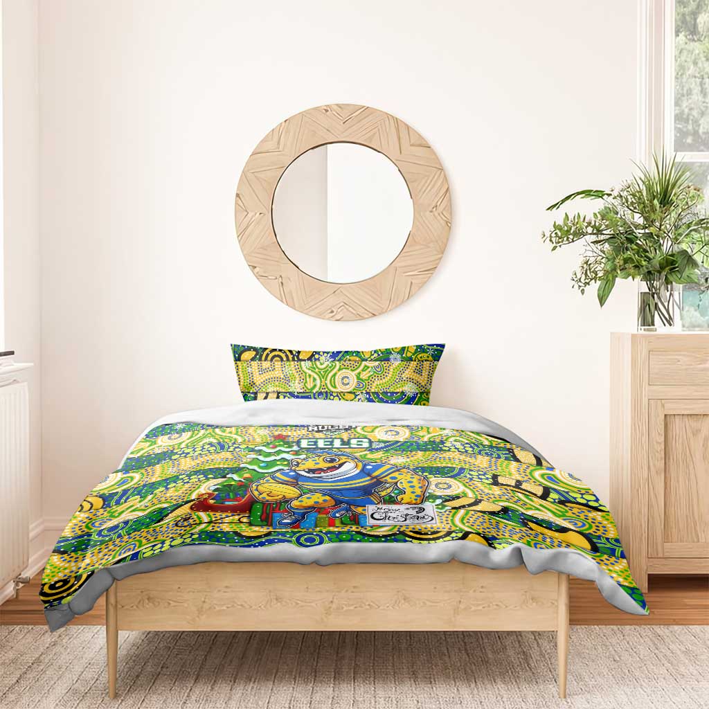 Eels Rugby Merry Christmas Bedding Set Indigenous Australian Art - Vibe Hoodie Shop