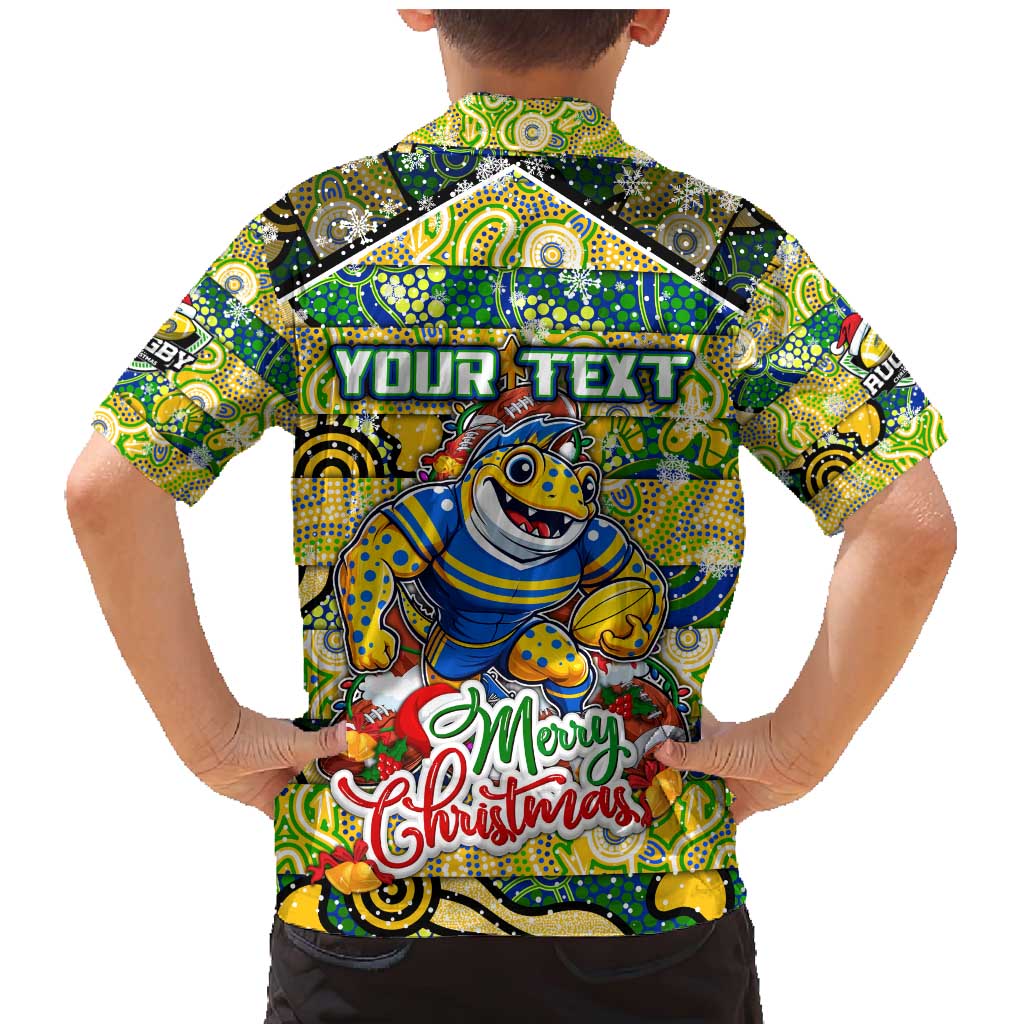 Custom Eels Rugby Merry Christmas Family Matching Mermaid Dress and Hawaiian Shirt Indigenous Australian Art
