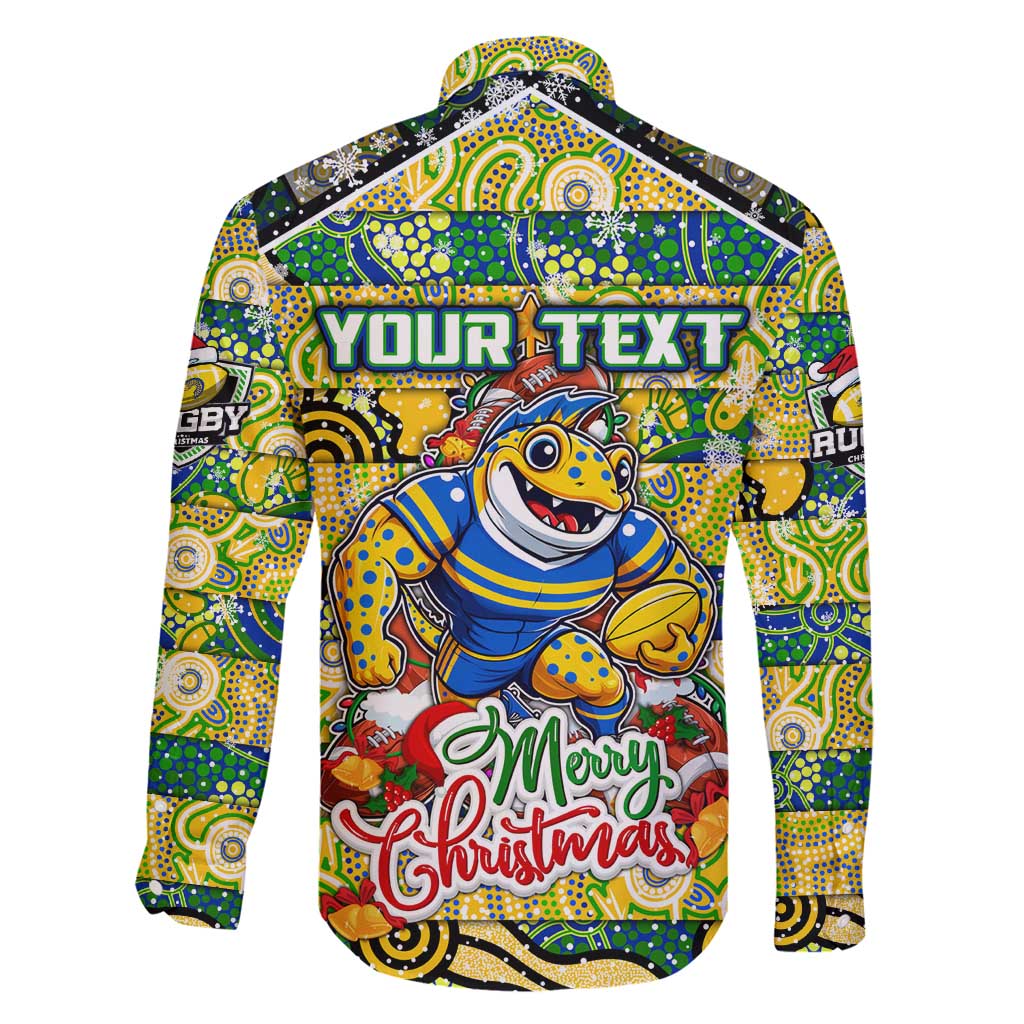 Custom Eels Rugby Merry Christmas Family Matching Puletasi and Hawaiian Shirt Indigenous Australian Art