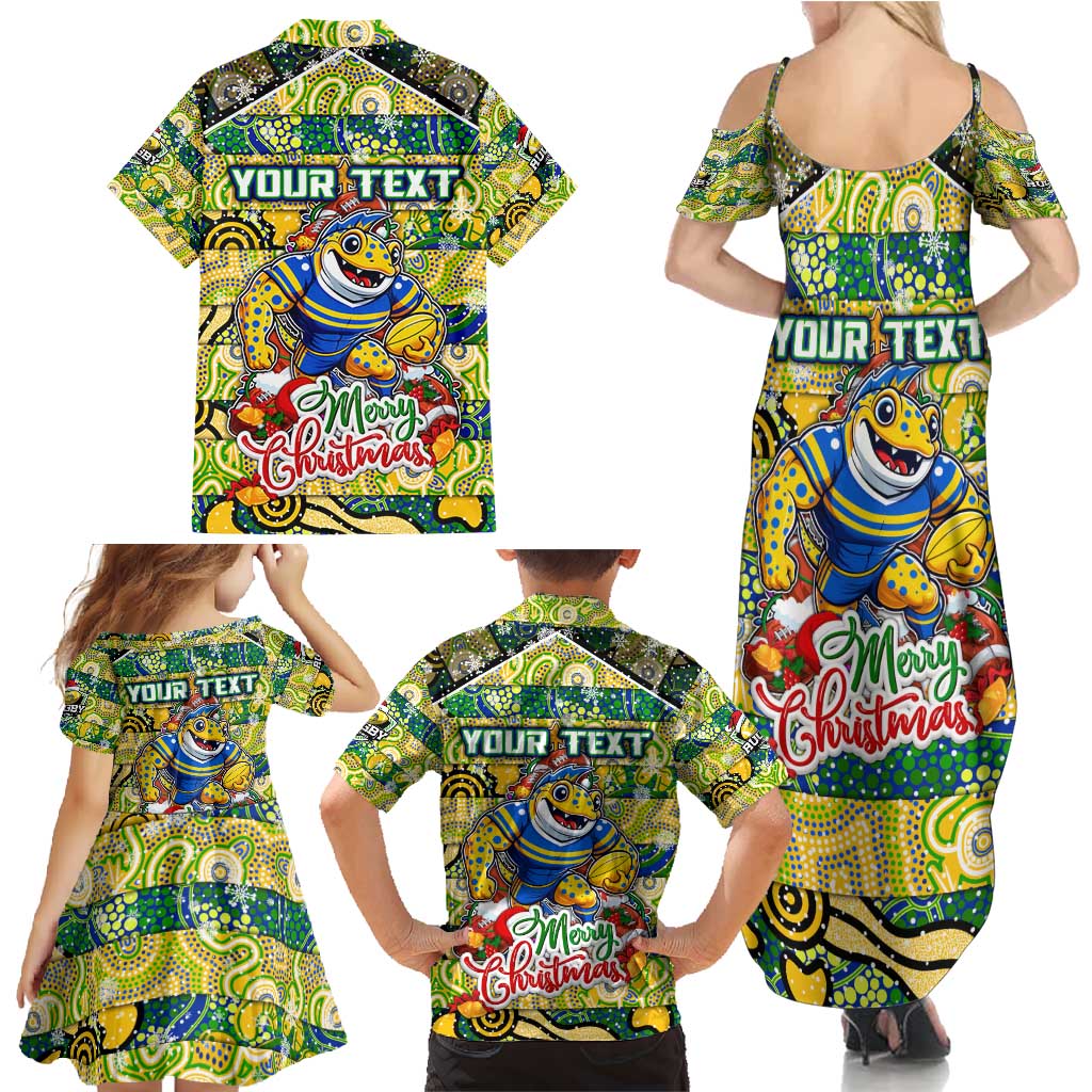 Custom Eels Rugby Merry Christmas Family Matching Summer Maxi Dress and Hawaiian Shirt Indigenous Australian Art