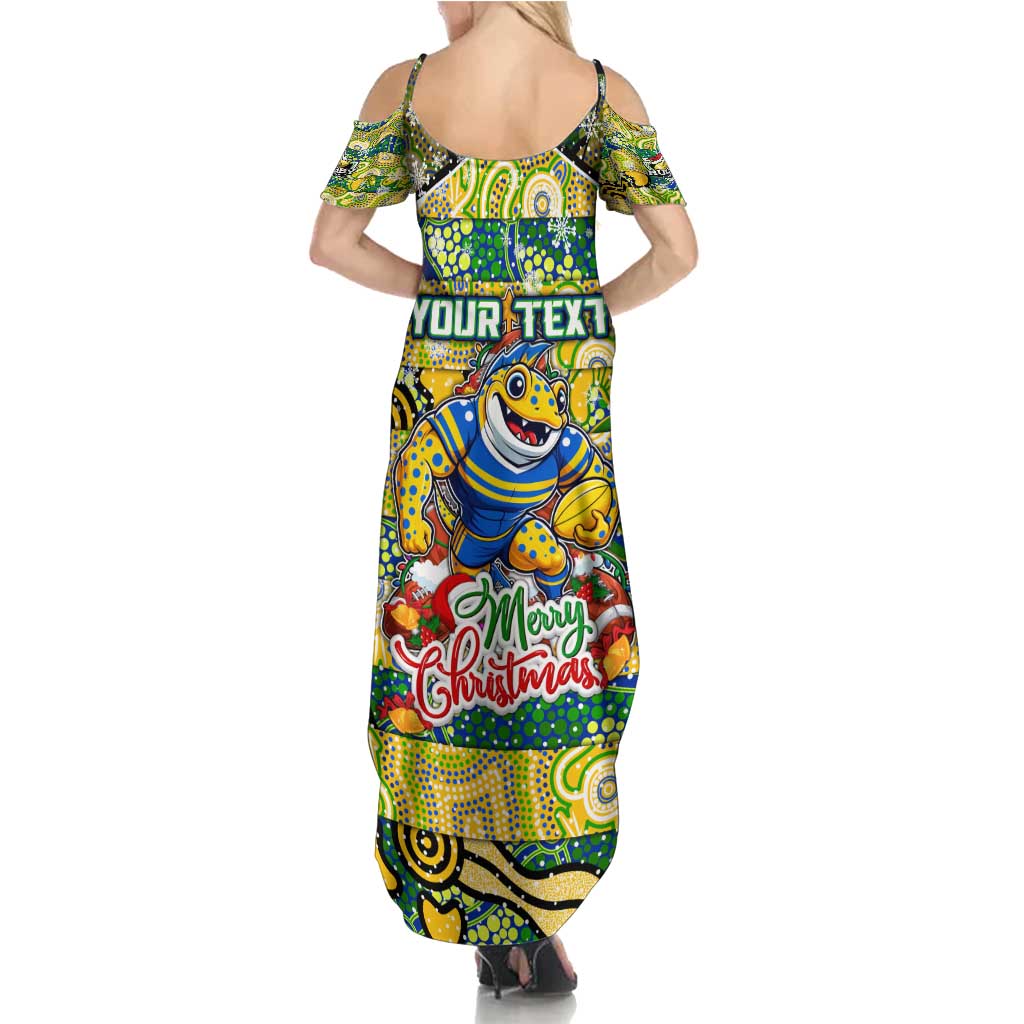 Custom Eels Rugby Merry Christmas Family Matching Summer Maxi Dress and Hawaiian Shirt Indigenous Australian Art