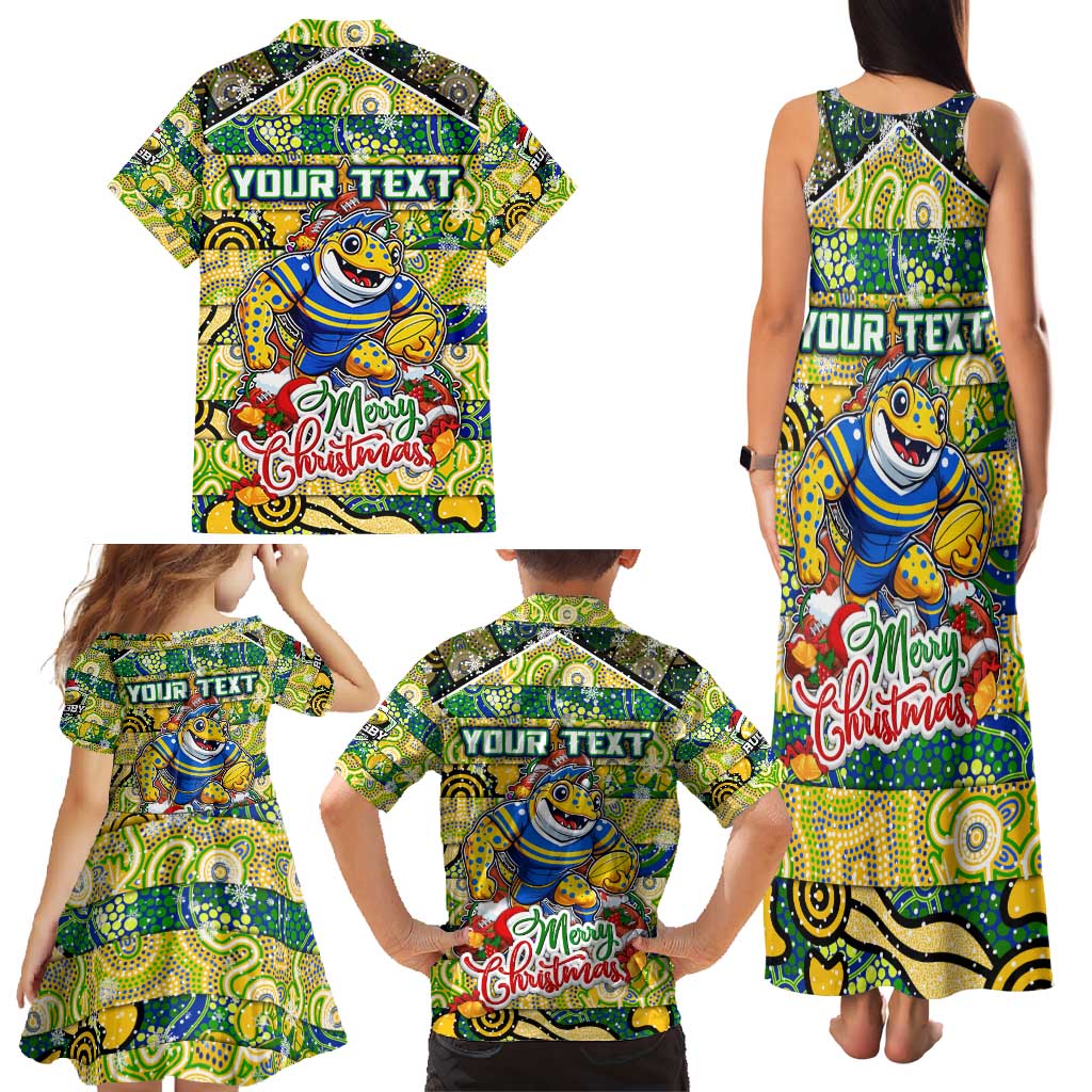 Custom Eels Rugby Merry Christmas Family Matching Tank Maxi Dress and Hawaiian Shirt Indigenous Australian Art
