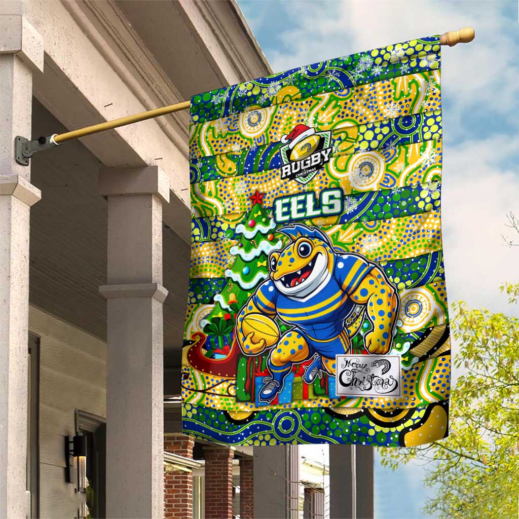 Eels Rugby Merry Christmas Garden Flag Indigenous Australian Art - Vibe Hoodie Shop