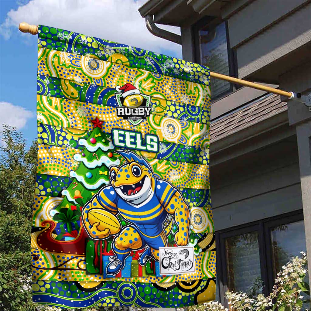 Eels Rugby Merry Christmas Garden Flag Indigenous Australian Art - Vibe Hoodie Shop