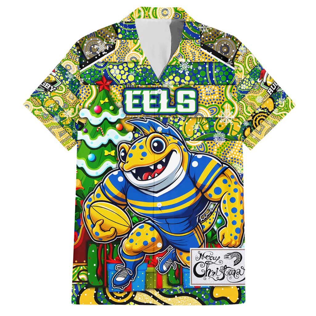 Custom Eels Rugby Merry Christmas Hawaiian Shirt Indigenous Australian Art - Vibe Hoodie Shop