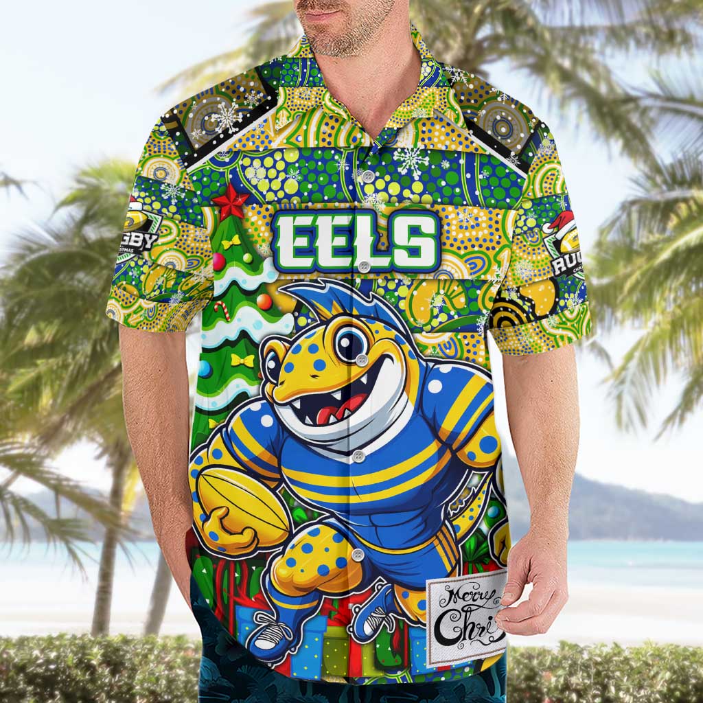 Custom Eels Rugby Merry Christmas Hawaiian Shirt Indigenous Australian Art - Vibe Hoodie Shop