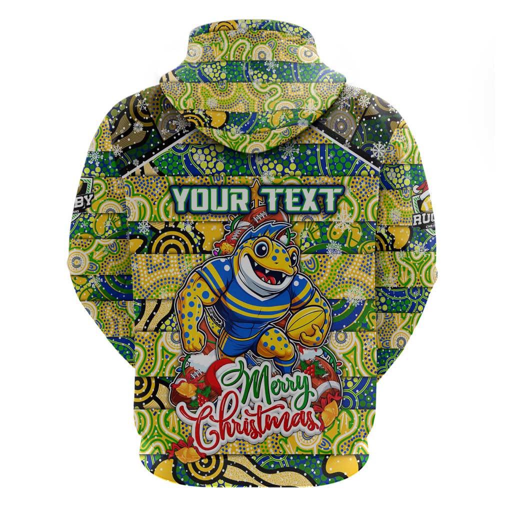 Custom Eels Rugby Merry Christmas Hoodie Indigenous Australian Art - Vibe Hoodie Shop