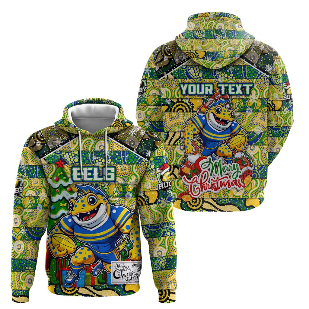 Custom Eels Rugby Merry Christmas Hoodie Indigenous Australian Art - Vibe Hoodie Shop