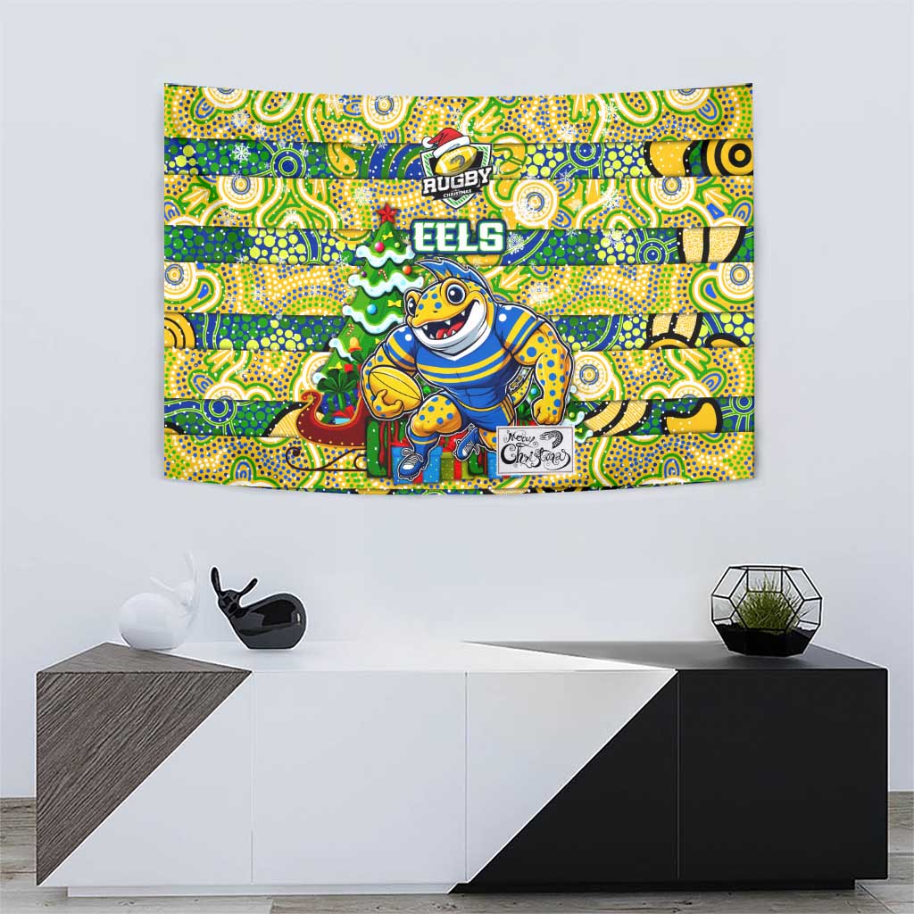 Eels Rugby Merry Christmas Tapestry Indigenous Australian Art - Vibe Hoodie Shop