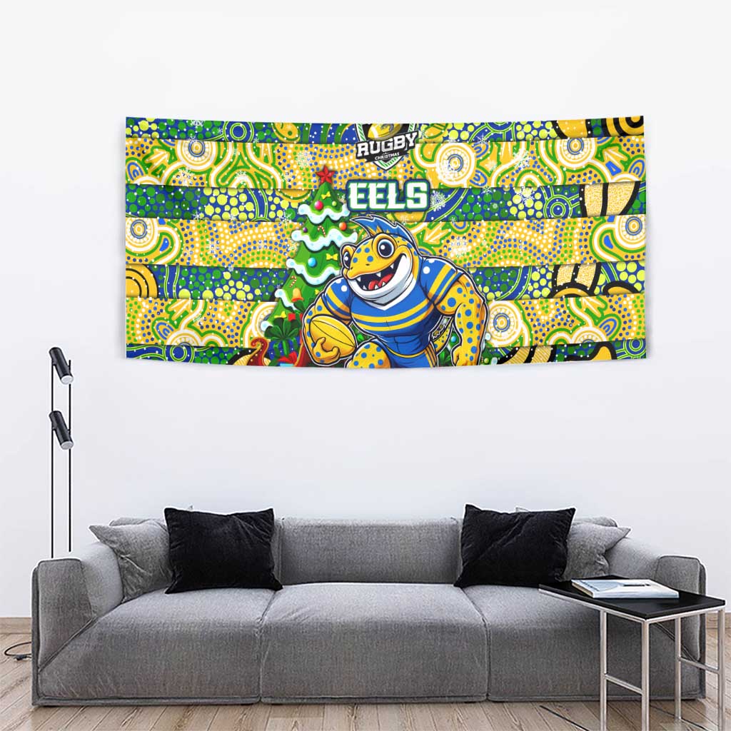 Eels Rugby Merry Christmas Tapestry Indigenous Australian Art - Vibe Hoodie Shop