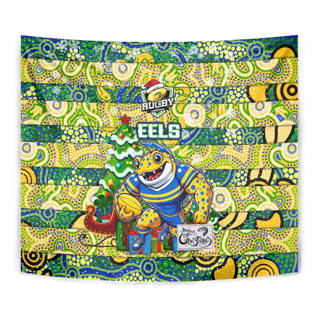 Eels Rugby Merry Christmas Tapestry Indigenous Australian Art - Vibe Hoodie Shop