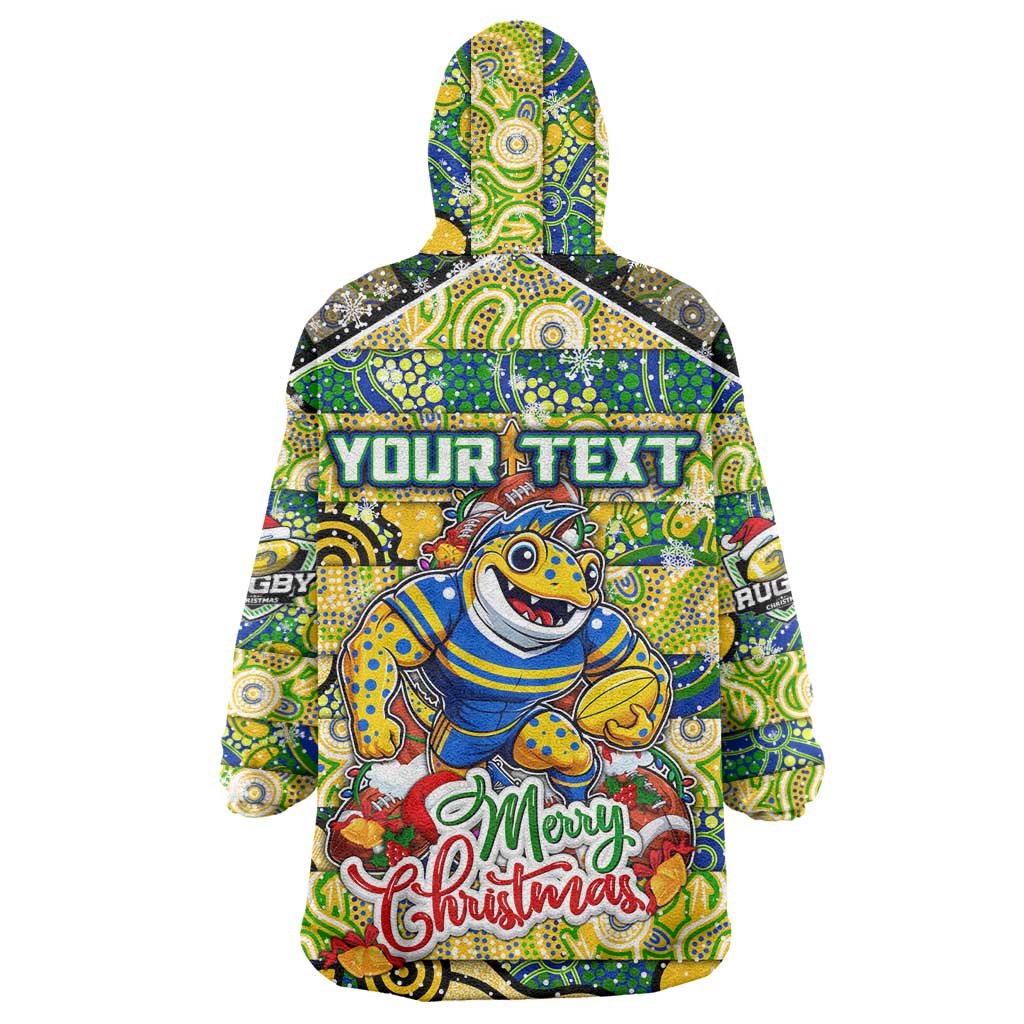 Custom Eels Rugby Merry Christmas Wearable Blanket Hoodie Indigenous Australian Art - Vibe Hoodie Shop