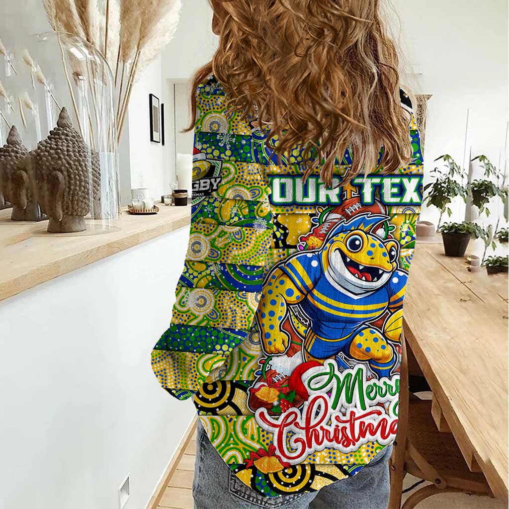 Custom Eels Rugby Merry Christmas Women Casual Shirt Indigenous Australian Art - Vibe Hoodie Shop