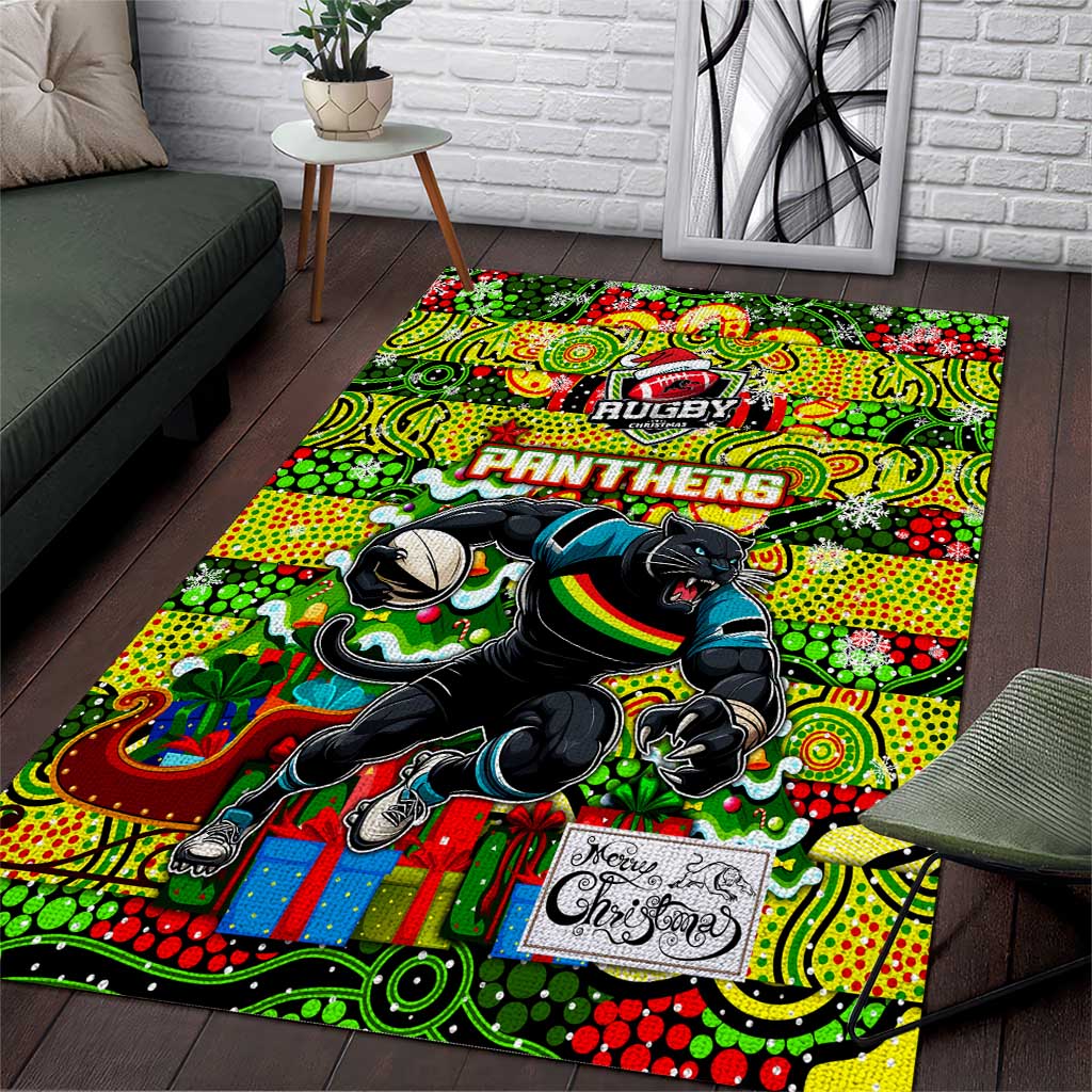 Panthers Rugby Merry Christmas Area Rug Indigenous Australian Art - Vibe Hoodie Shop