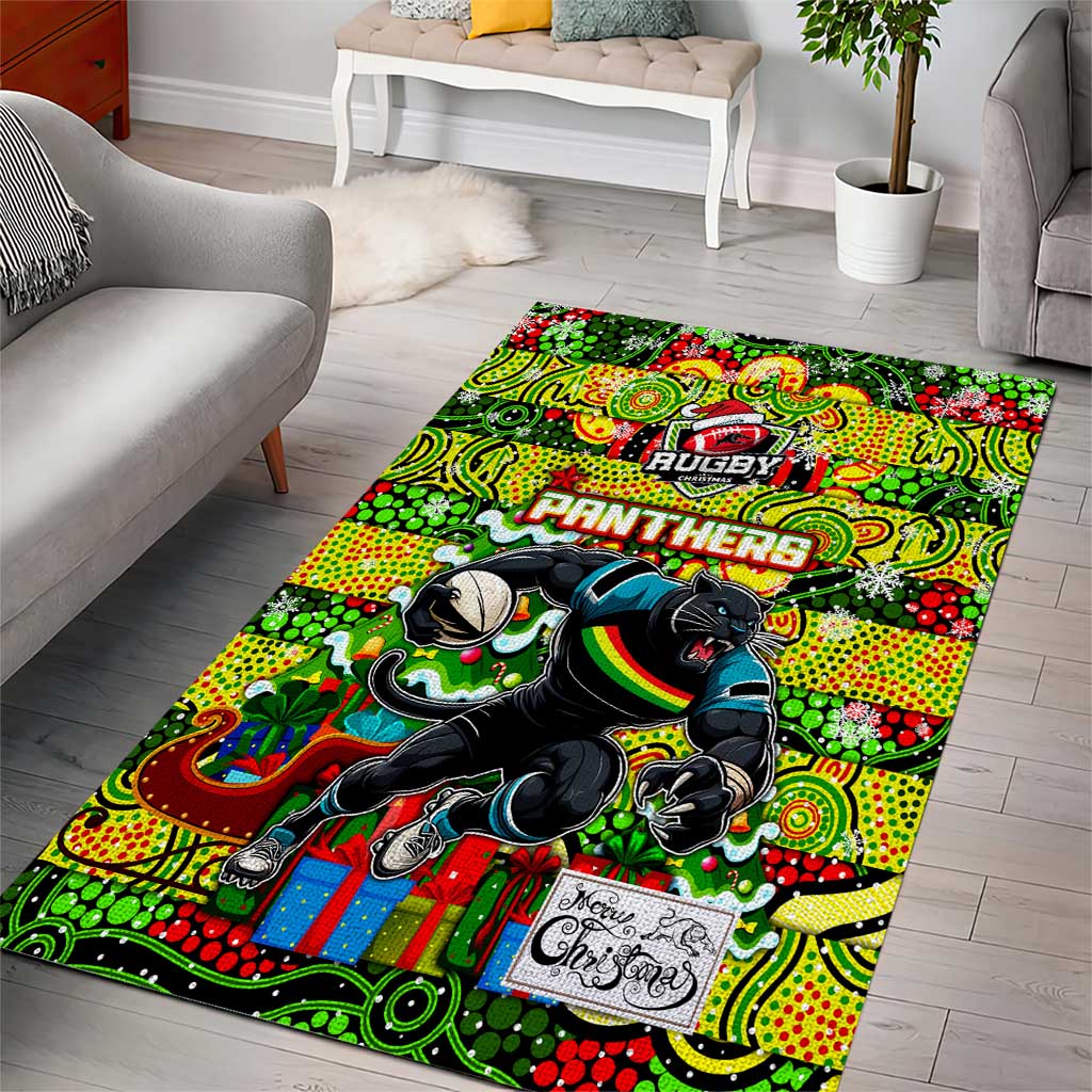 Panthers Rugby Merry Christmas Area Rug Indigenous Australian Art - Vibe Hoodie Shop