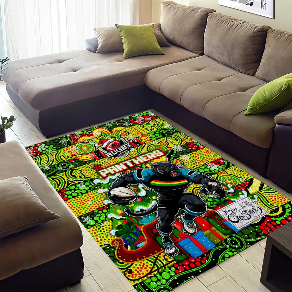 Panthers Rugby Merry Christmas Area Rug Indigenous Australian Art - Vibe Hoodie Shop