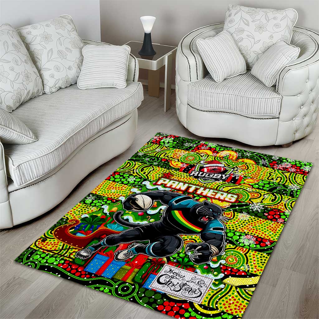 Panthers Rugby Merry Christmas Area Rug Indigenous Australian Art - Vibe Hoodie Shop