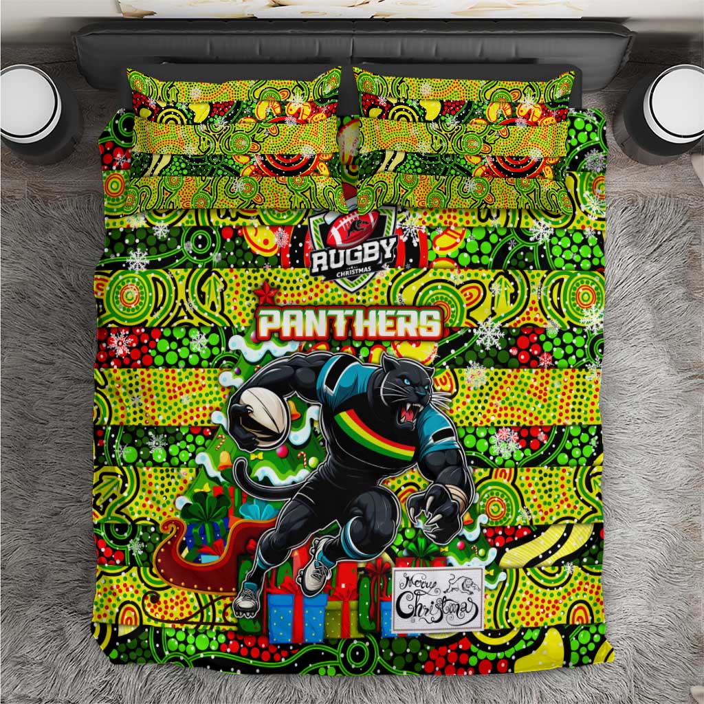 Panthers Rugby Merry Christmas Bedding Set Indigenous Australian Art - Vibe Hoodie Shop
