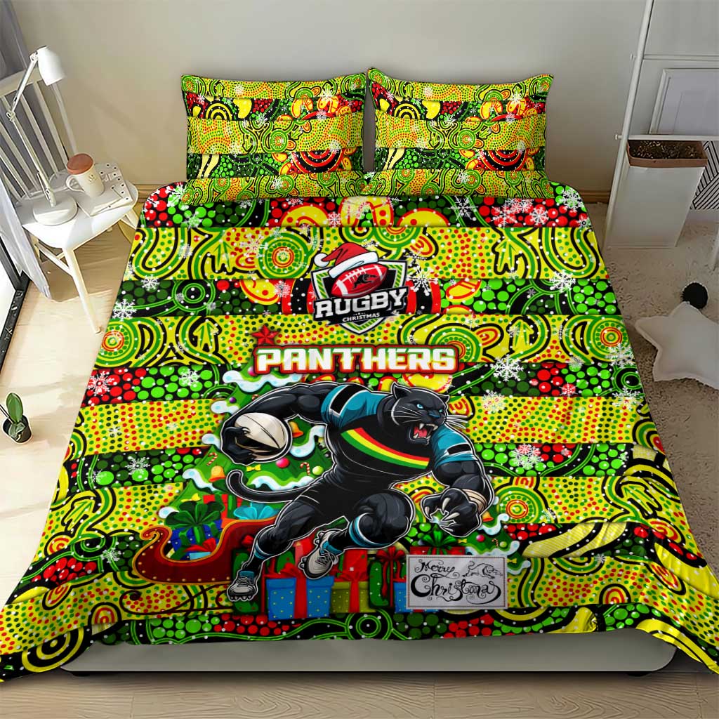 Panthers Rugby Merry Christmas Bedding Set Indigenous Australian Art - Vibe Hoodie Shop