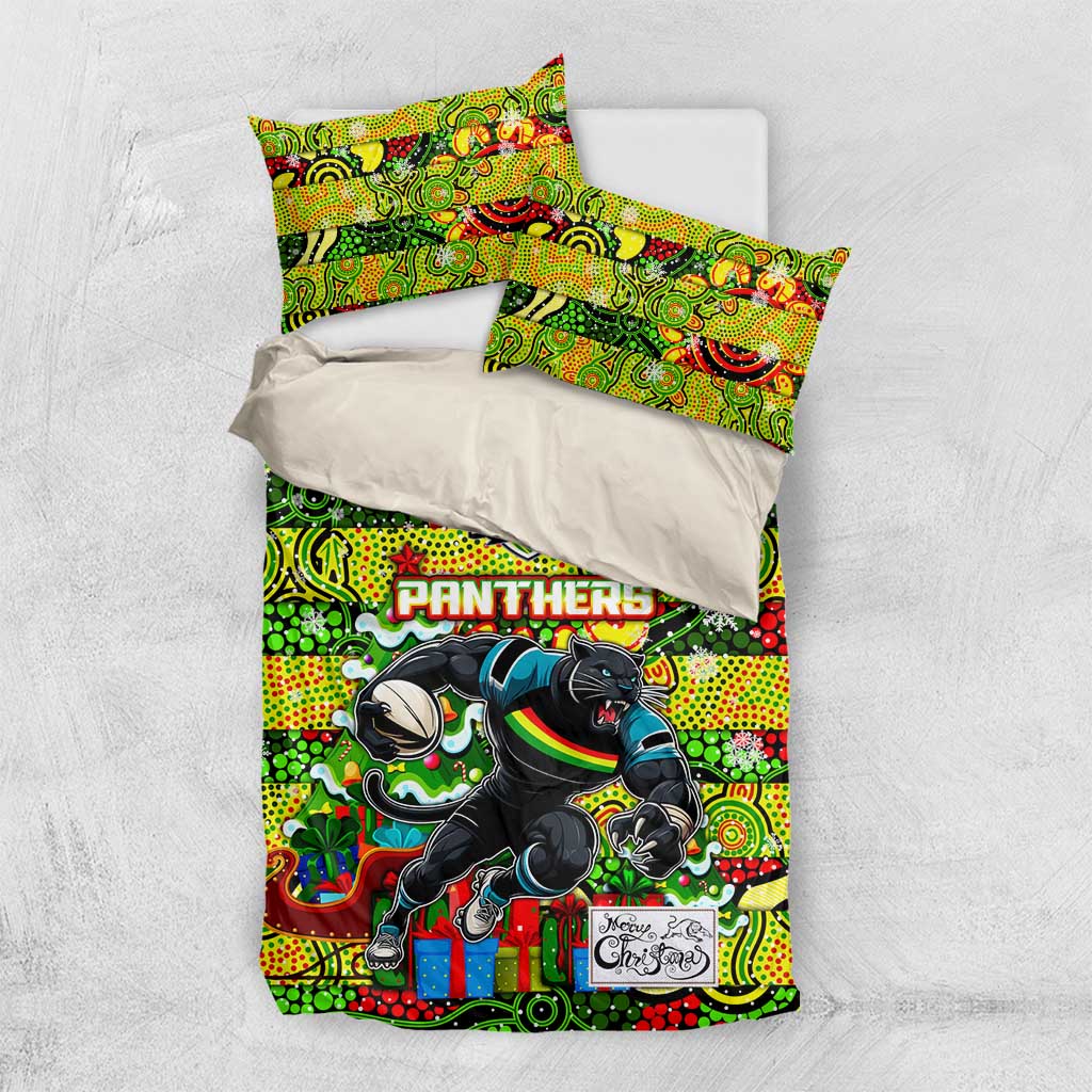 Panthers Rugby Merry Christmas Bedding Set Indigenous Australian Art - Vibe Hoodie Shop