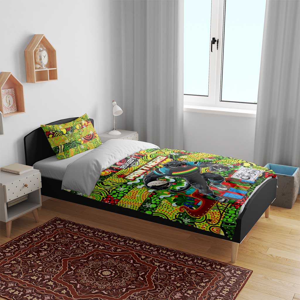 Panthers Rugby Merry Christmas Bedding Set Indigenous Australian Art - Vibe Hoodie Shop