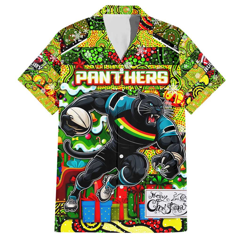 Custom Panthers Rugby Merry Christmas Hawaiian Shirt Indigenous Australian Art - Vibe Hoodie Shop