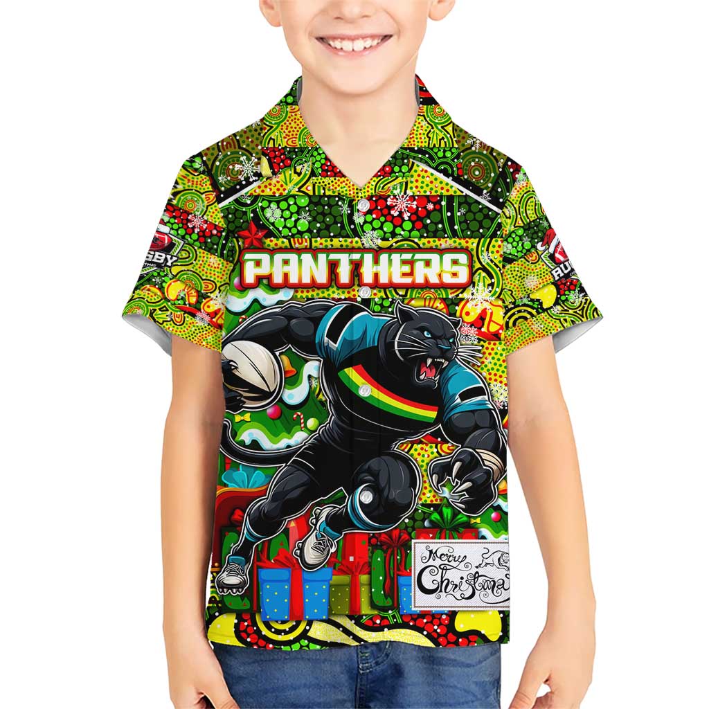 Custom Panthers Rugby Merry Christmas Hawaiian Shirt Indigenous Australian Art - Vibe Hoodie Shop