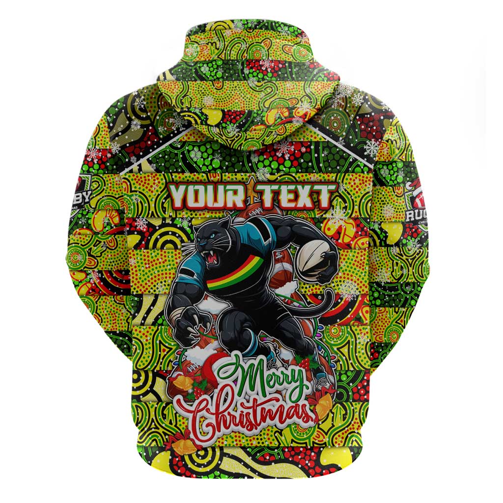 Custom Panthers Rugby Merry Christmas Hoodie Indigenous Australian Art - Vibe Hoodie Shop