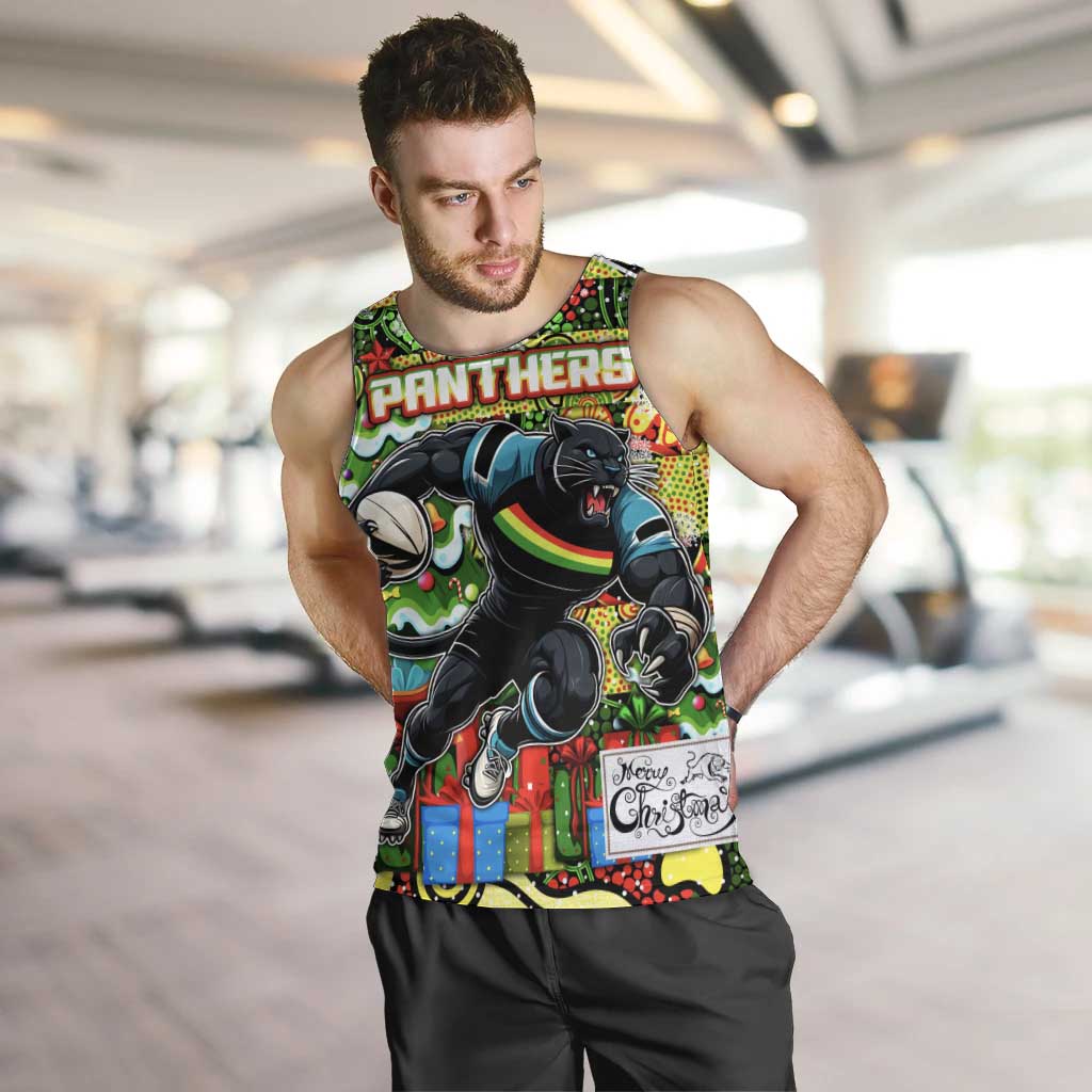 Custom Panthers Rugby Merry Christmas Men Tank Top Indigenous Australian Art - Vibe Hoodie Shop