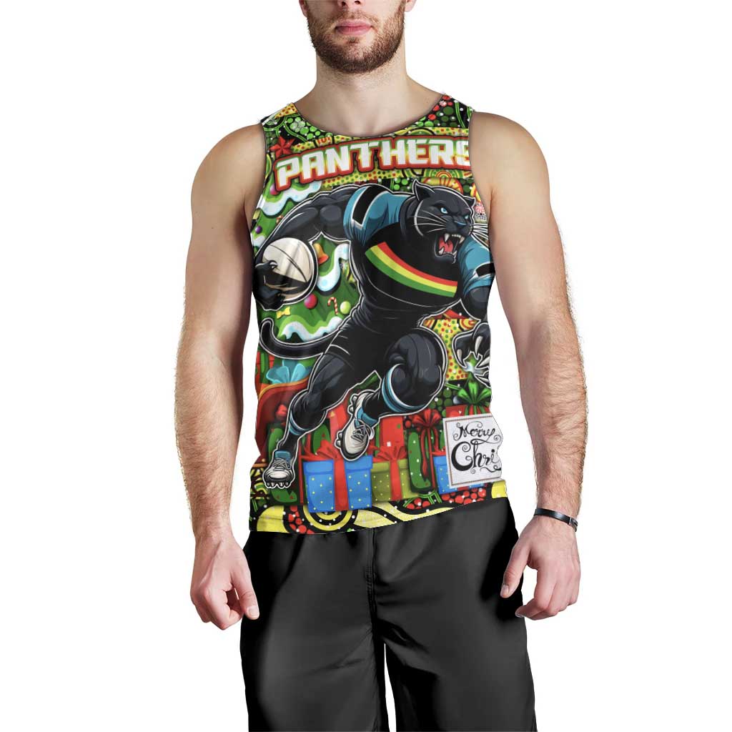 Custom Panthers Rugby Merry Christmas Men Tank Top Indigenous Australian Art - Vibe Hoodie Shop