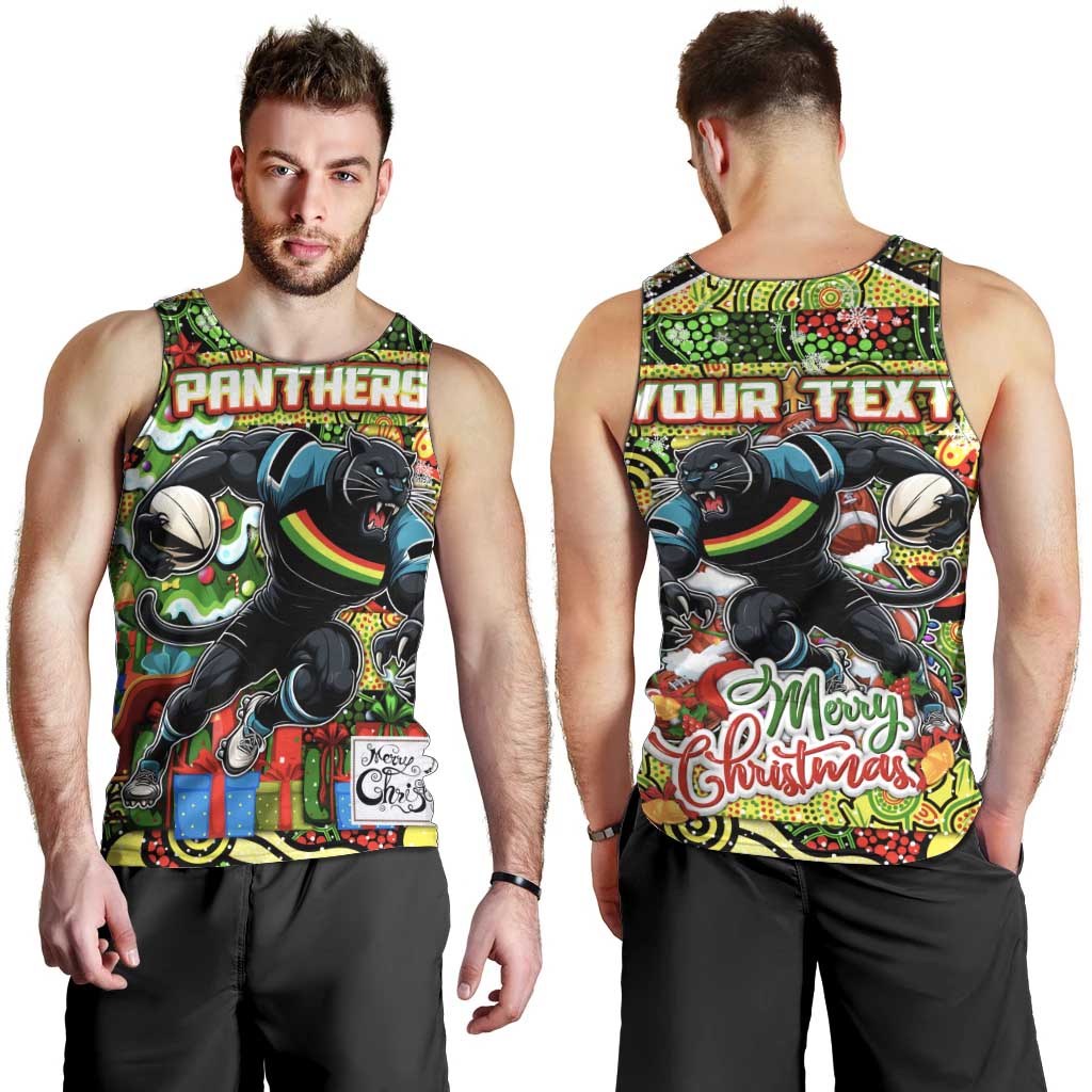 Custom Panthers Rugby Merry Christmas Men Tank Top Indigenous Australian Art - Vibe Hoodie Shop