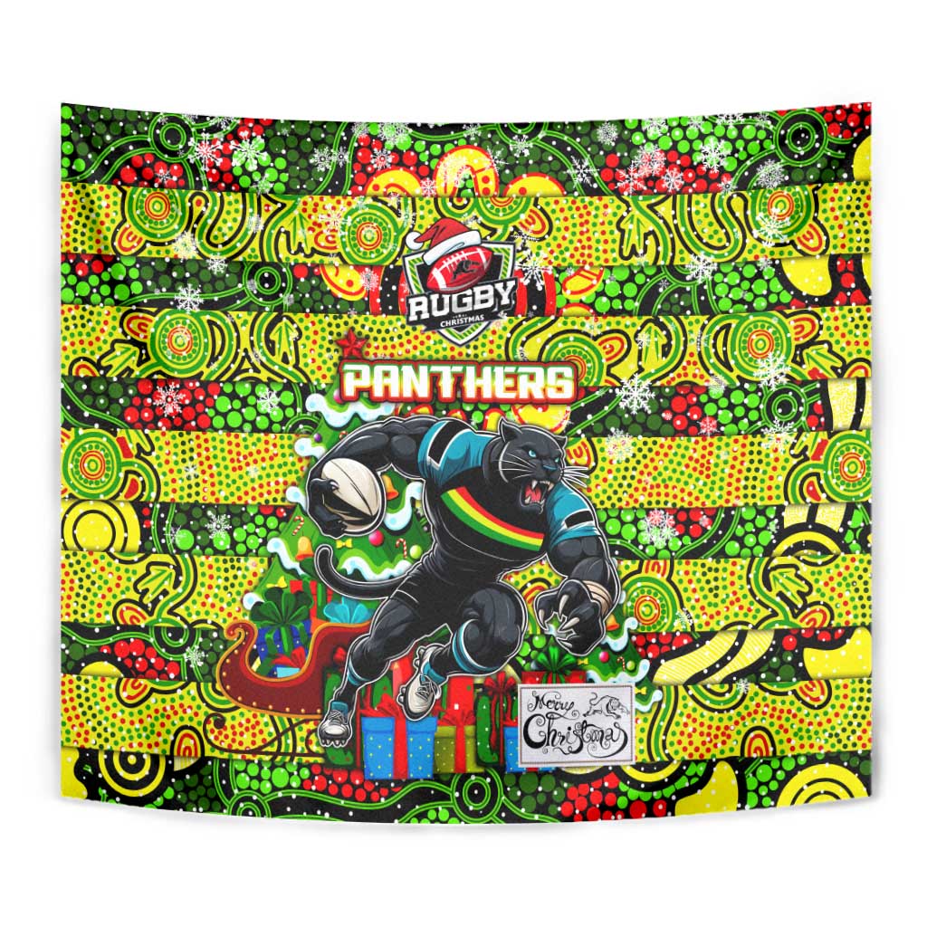 Panthers Rugby Merry Christmas Tapestry Indigenous Australian Art - Vibe Hoodie Shop