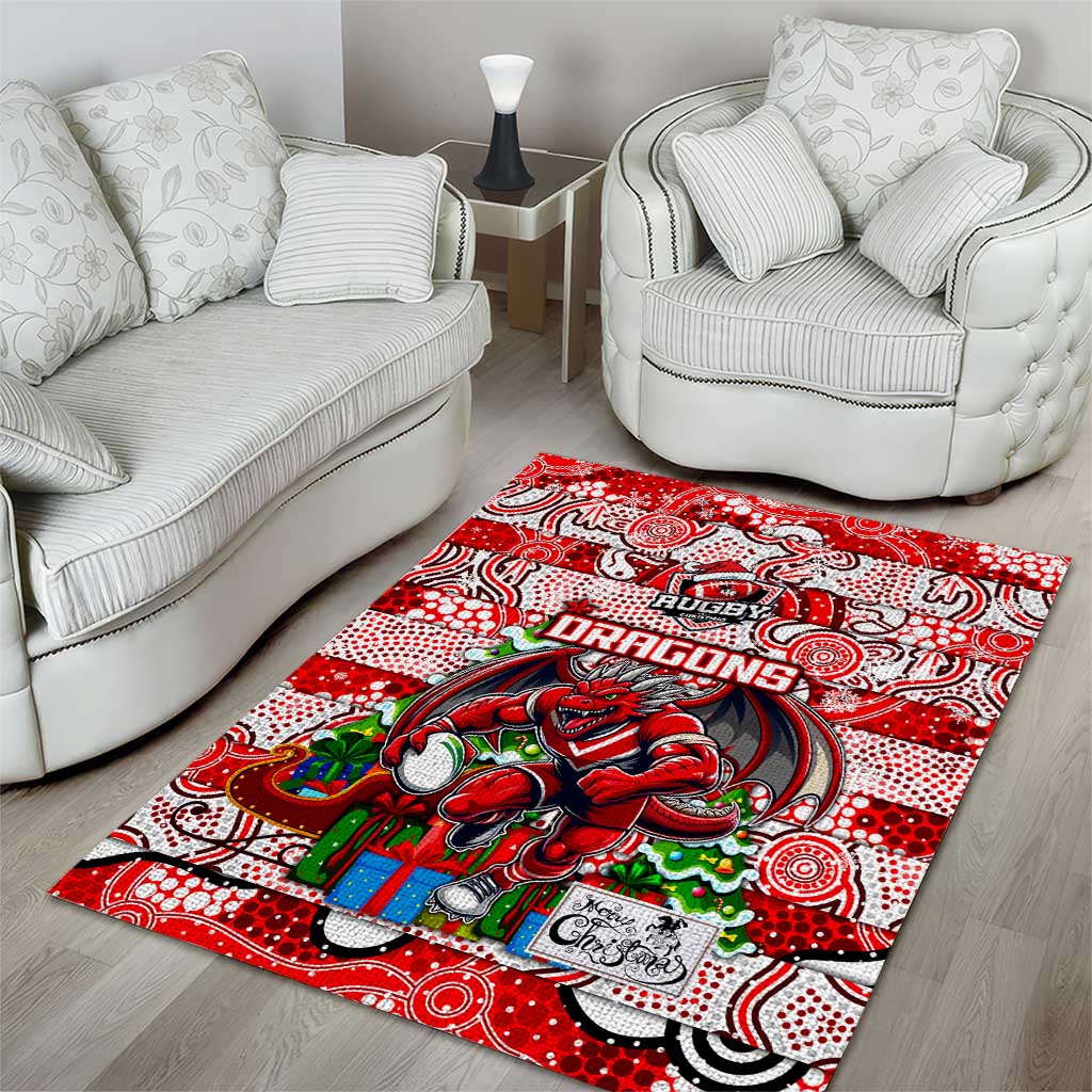 Dragons Rugby Merry Christmas Area Rug Indigenous Australian Art - Vibe Hoodie Shop