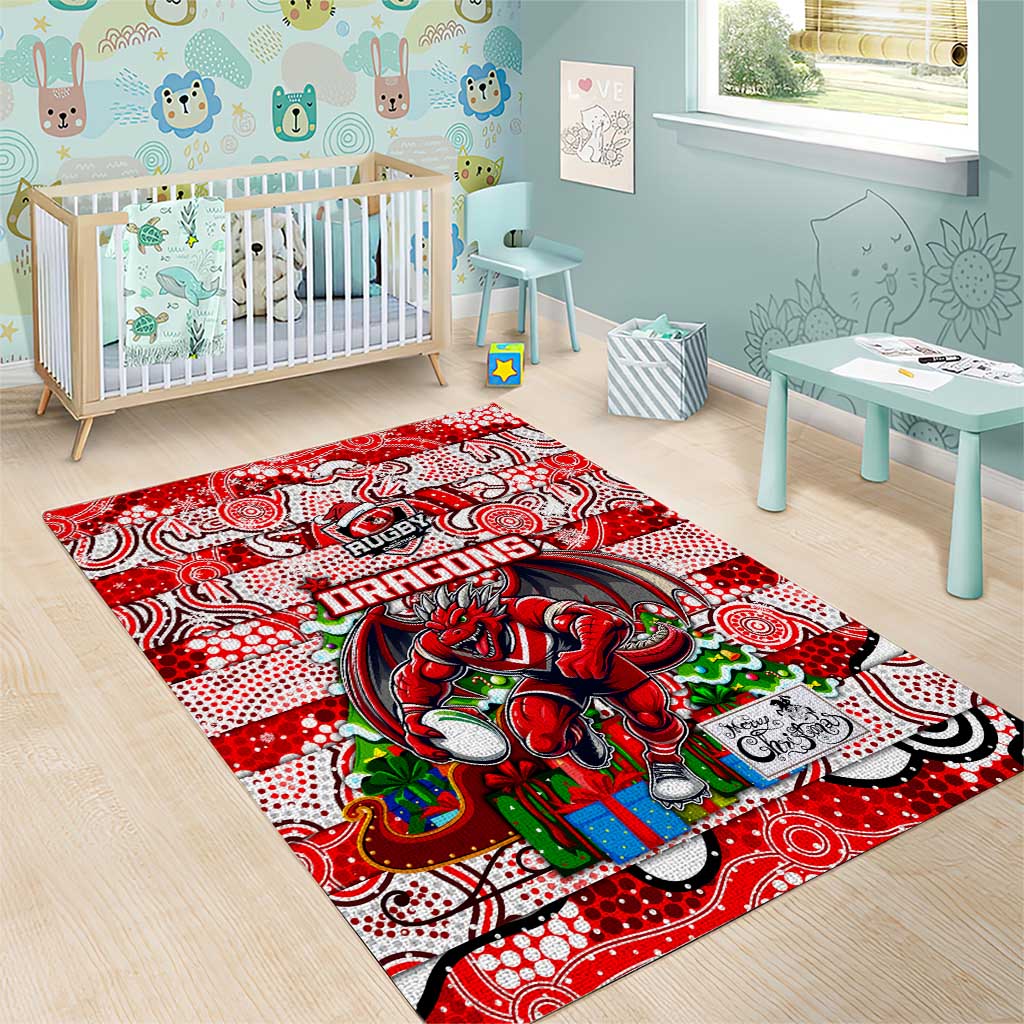 Dragons Rugby Merry Christmas Area Rug Indigenous Australian Art - Vibe Hoodie Shop