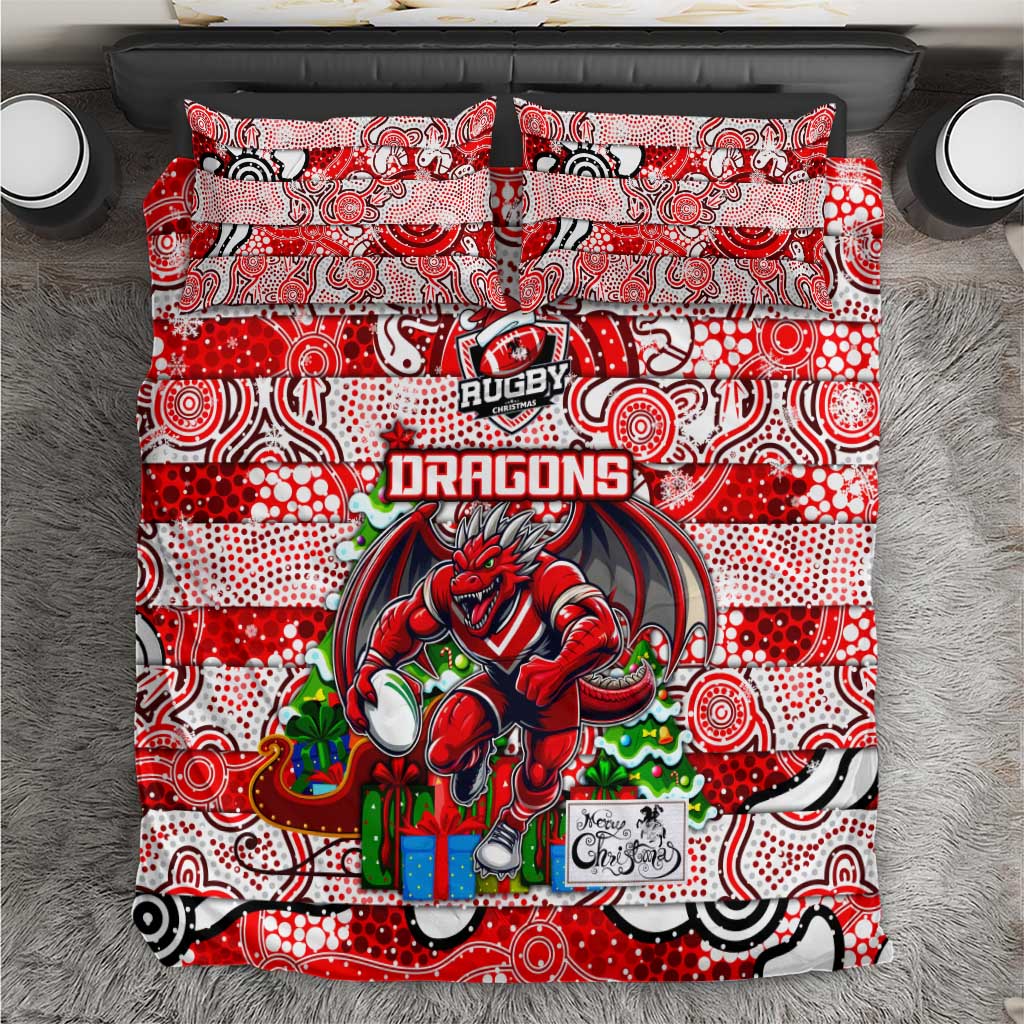 Dragons Rugby Merry Christmas Bedding Set Indigenous Australian Art - Vibe Hoodie Shop