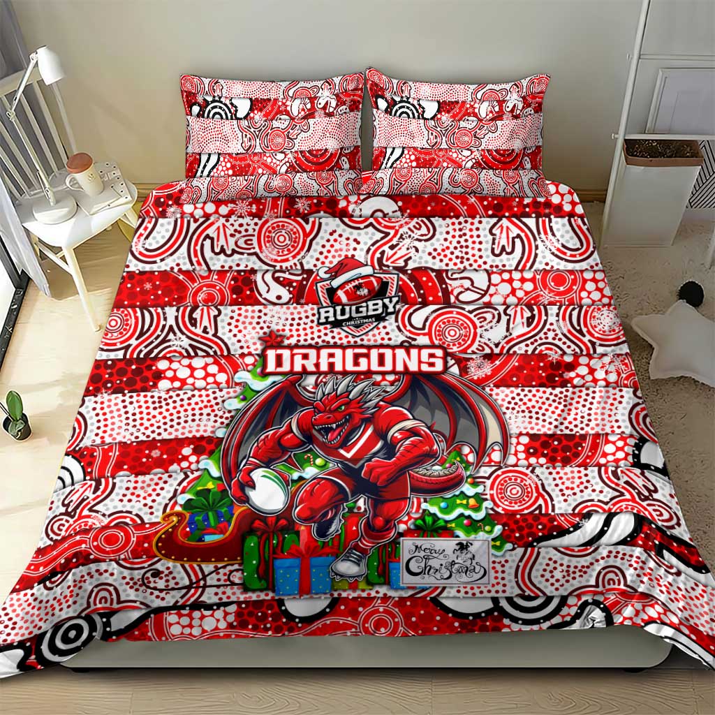 Dragons Rugby Merry Christmas Bedding Set Indigenous Australian Art - Vibe Hoodie Shop