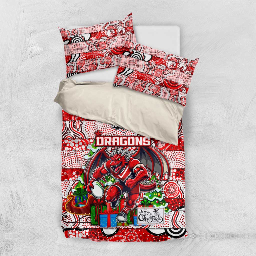 Dragons Rugby Merry Christmas Bedding Set Indigenous Australian Art - Vibe Hoodie Shop
