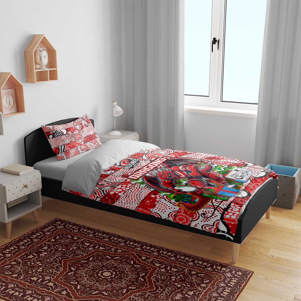 Dragons Rugby Merry Christmas Bedding Set Indigenous Australian Art - Vibe Hoodie Shop