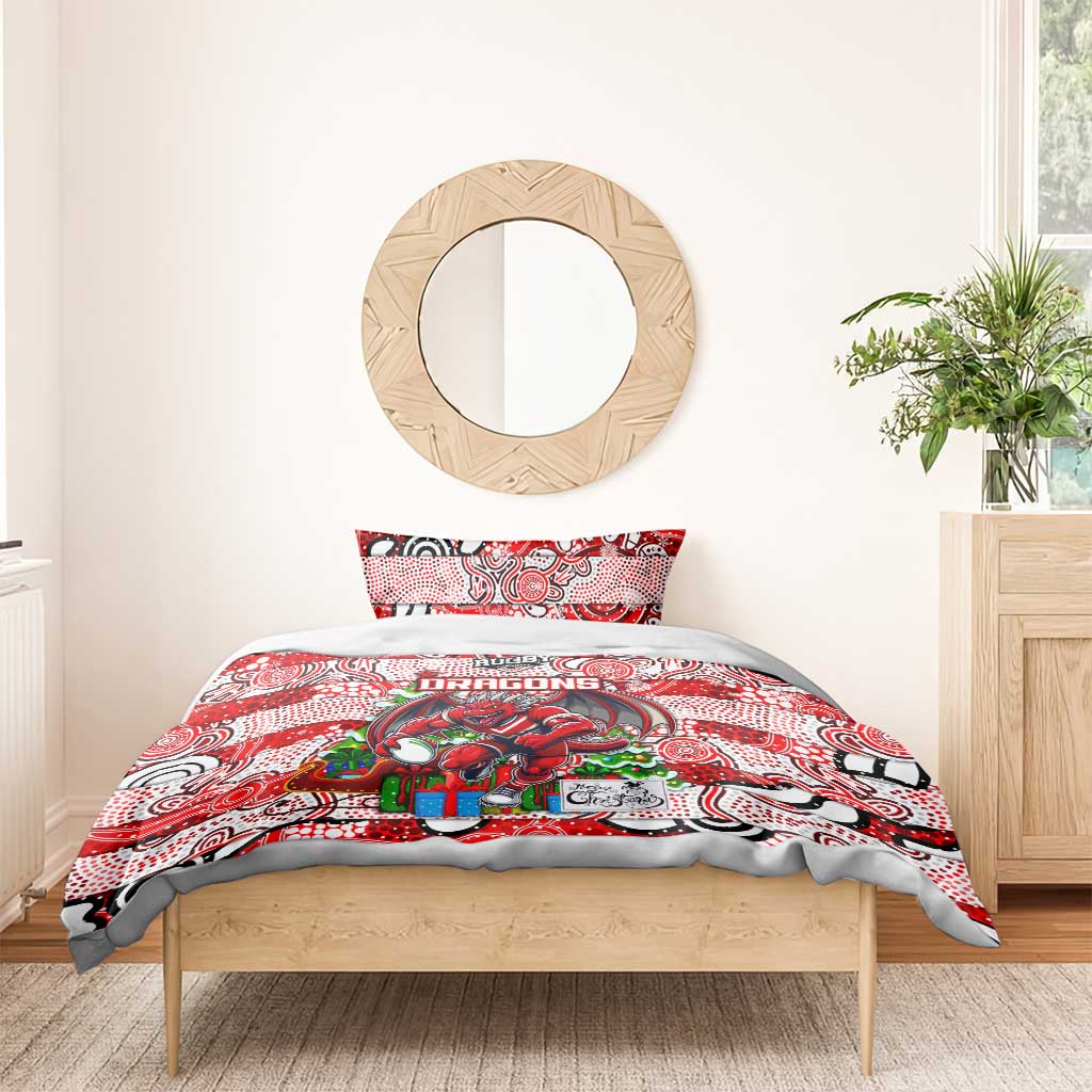 Dragons Rugby Merry Christmas Bedding Set Indigenous Australian Art - Vibe Hoodie Shop