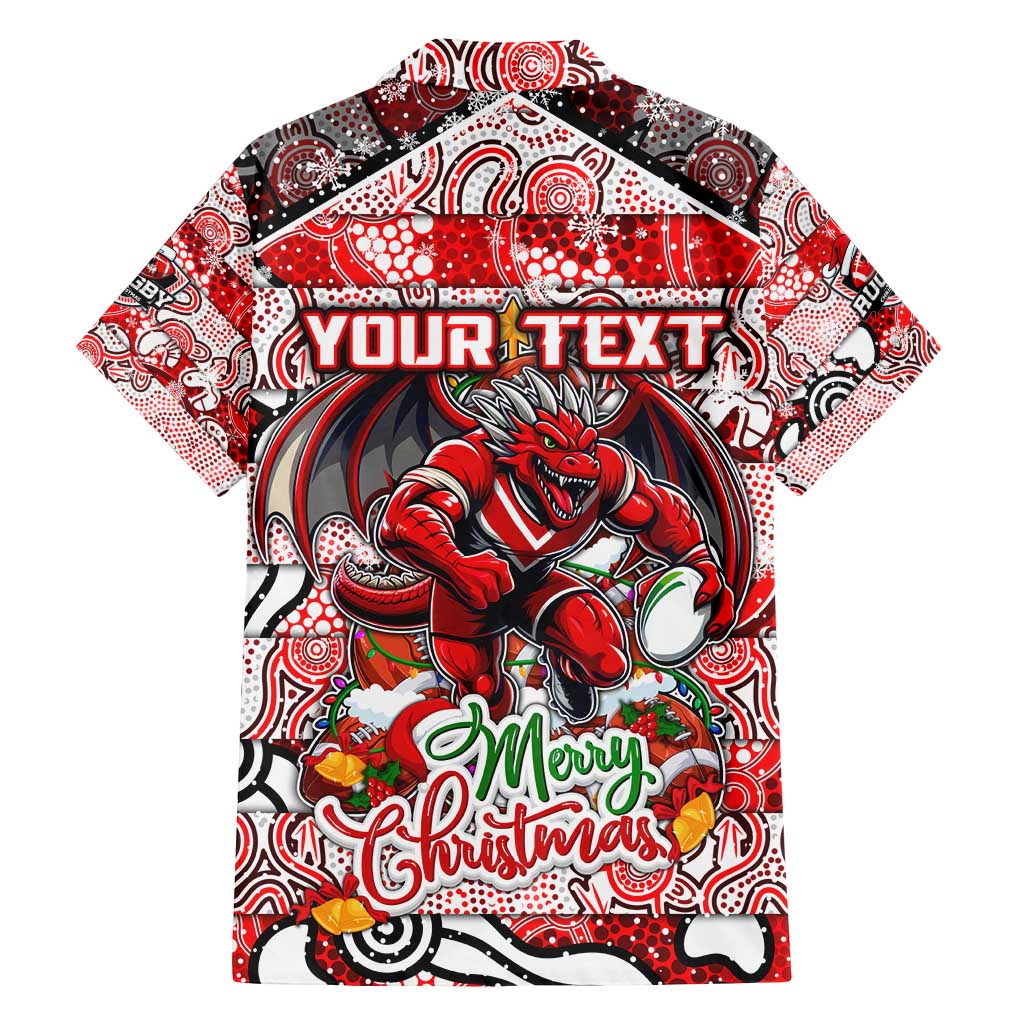 Custom Dragons Rugby Merry Christmas Family Matching Off Shoulder Maxi Dress and Hawaiian Shirt Indigenous Australian Art