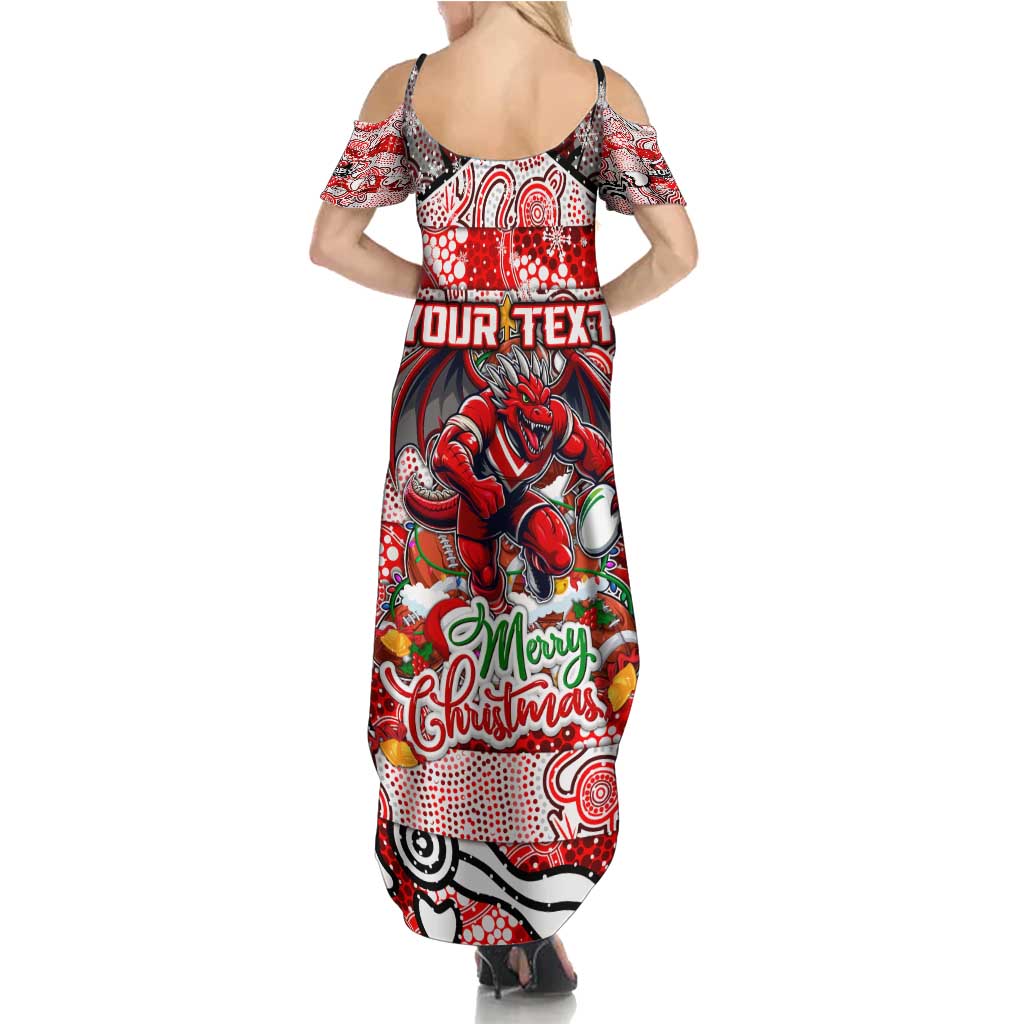 Custom Dragons Rugby Merry Christmas Family Matching Summer Maxi Dress and Hawaiian Shirt Indigenous Australian Art