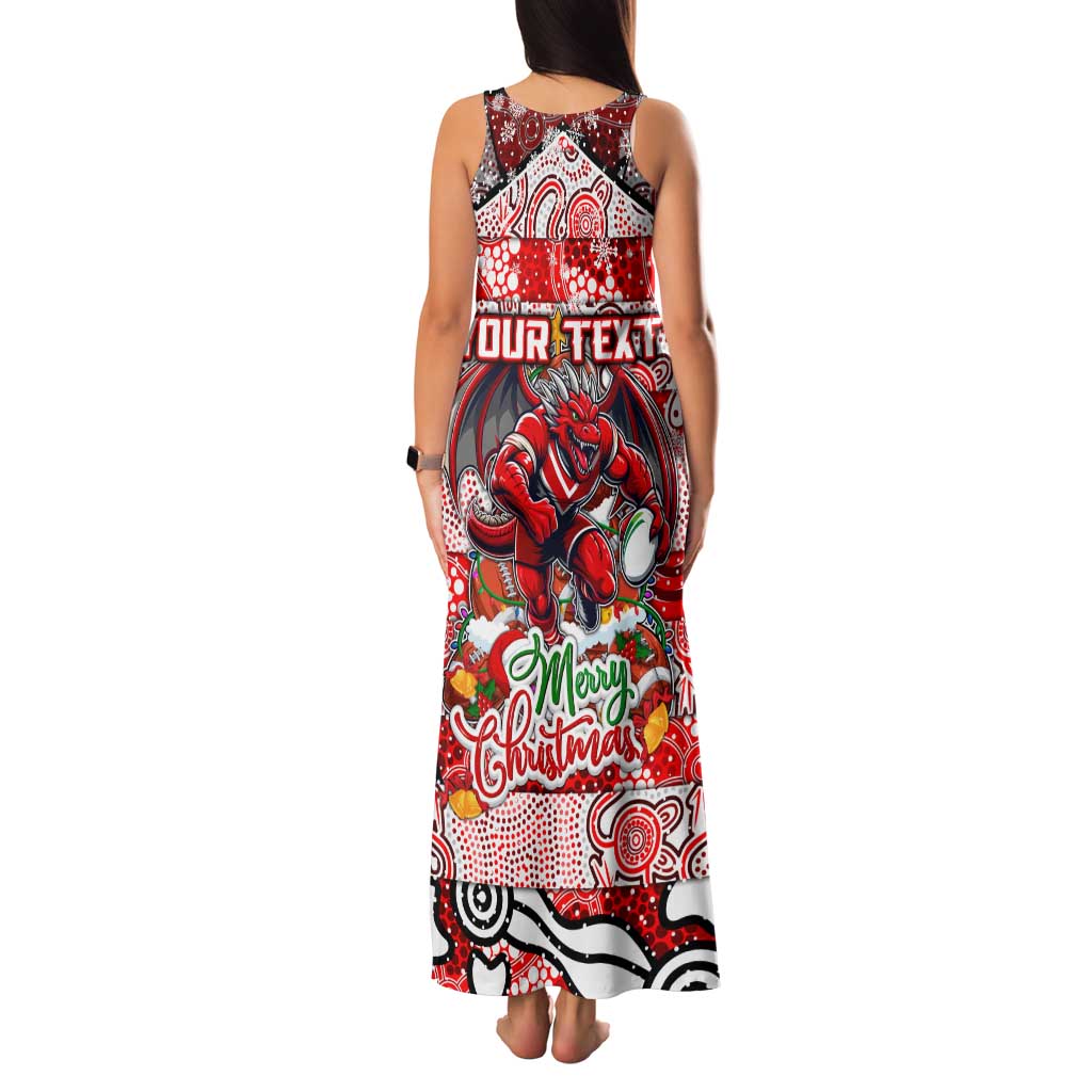 Custom Dragons Rugby Merry Christmas Family Matching Tank Maxi Dress and Hawaiian Shirt Indigenous Australian Art